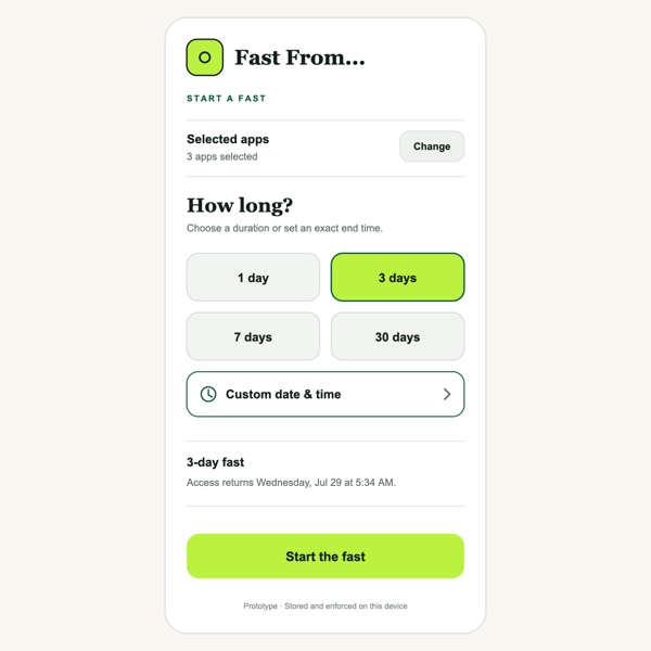 Fast From duration selection screen