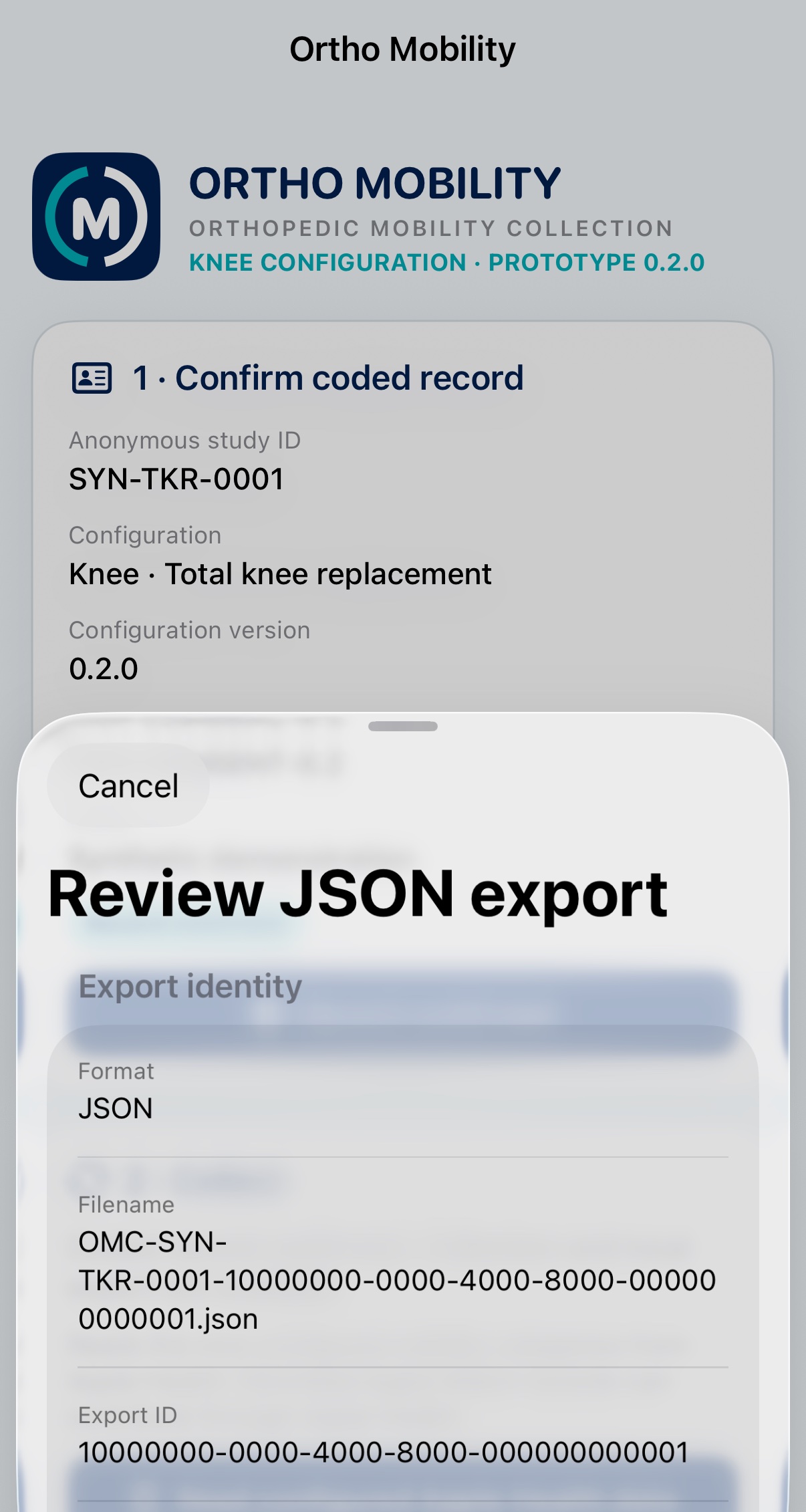 Versioned JSON export review